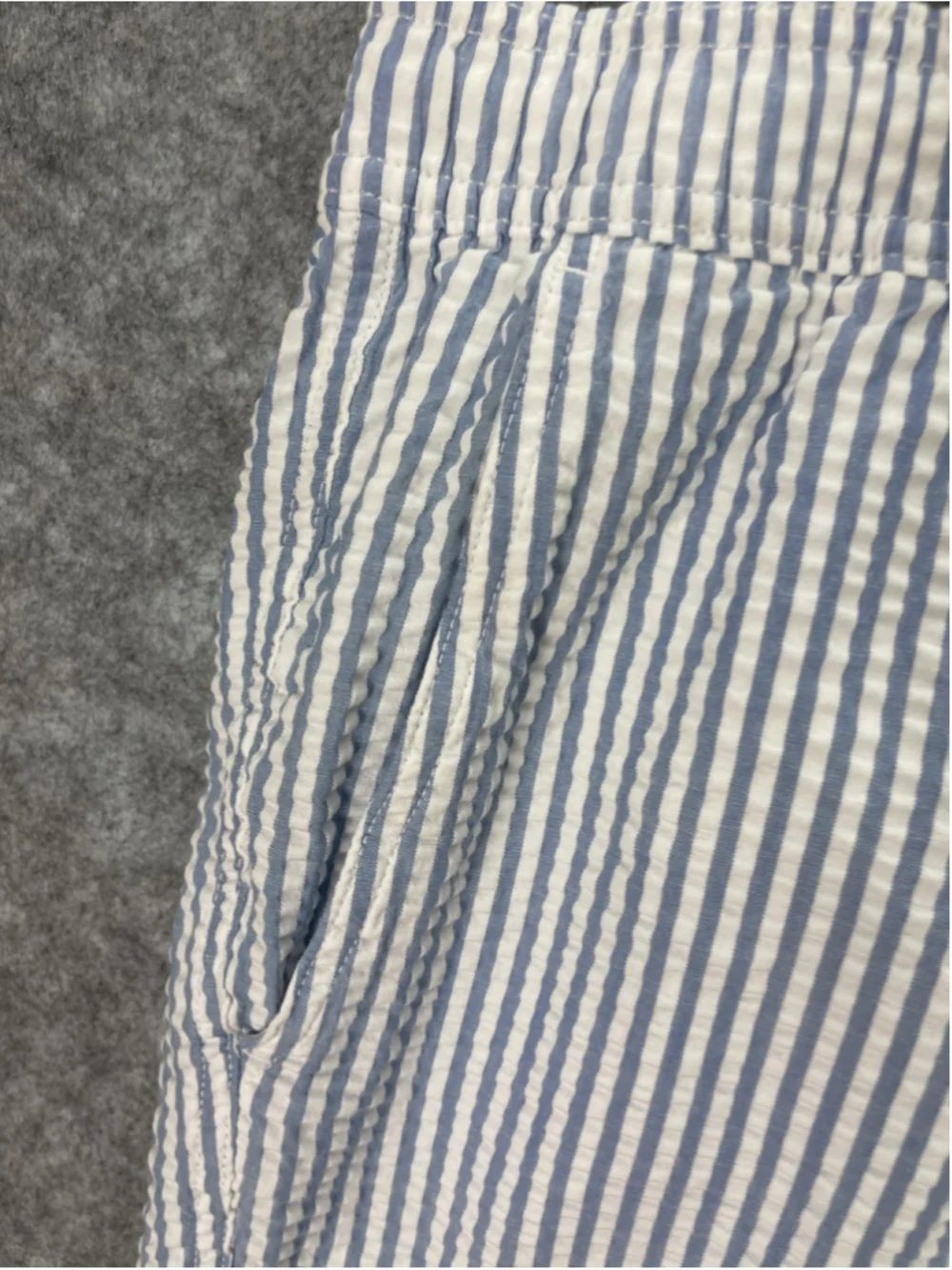 J.CREW Shorts Mens 2XL Blue Stripe Flex Swim Trunks Drawstring Lined Stretch